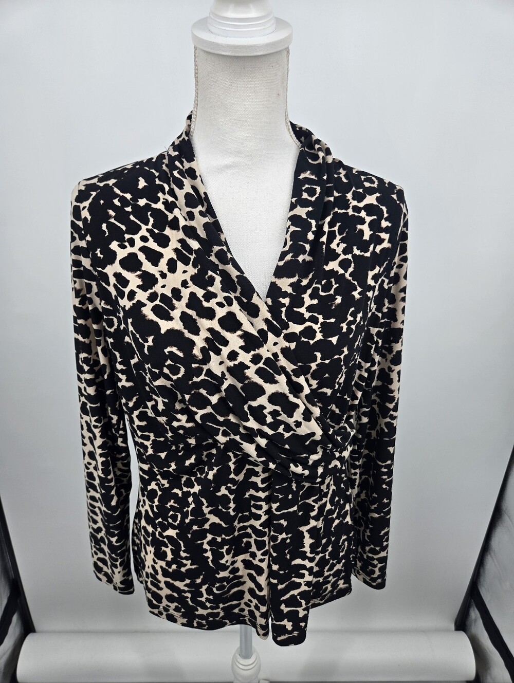DKNY Animal Print Women's Blouse XL (8052)